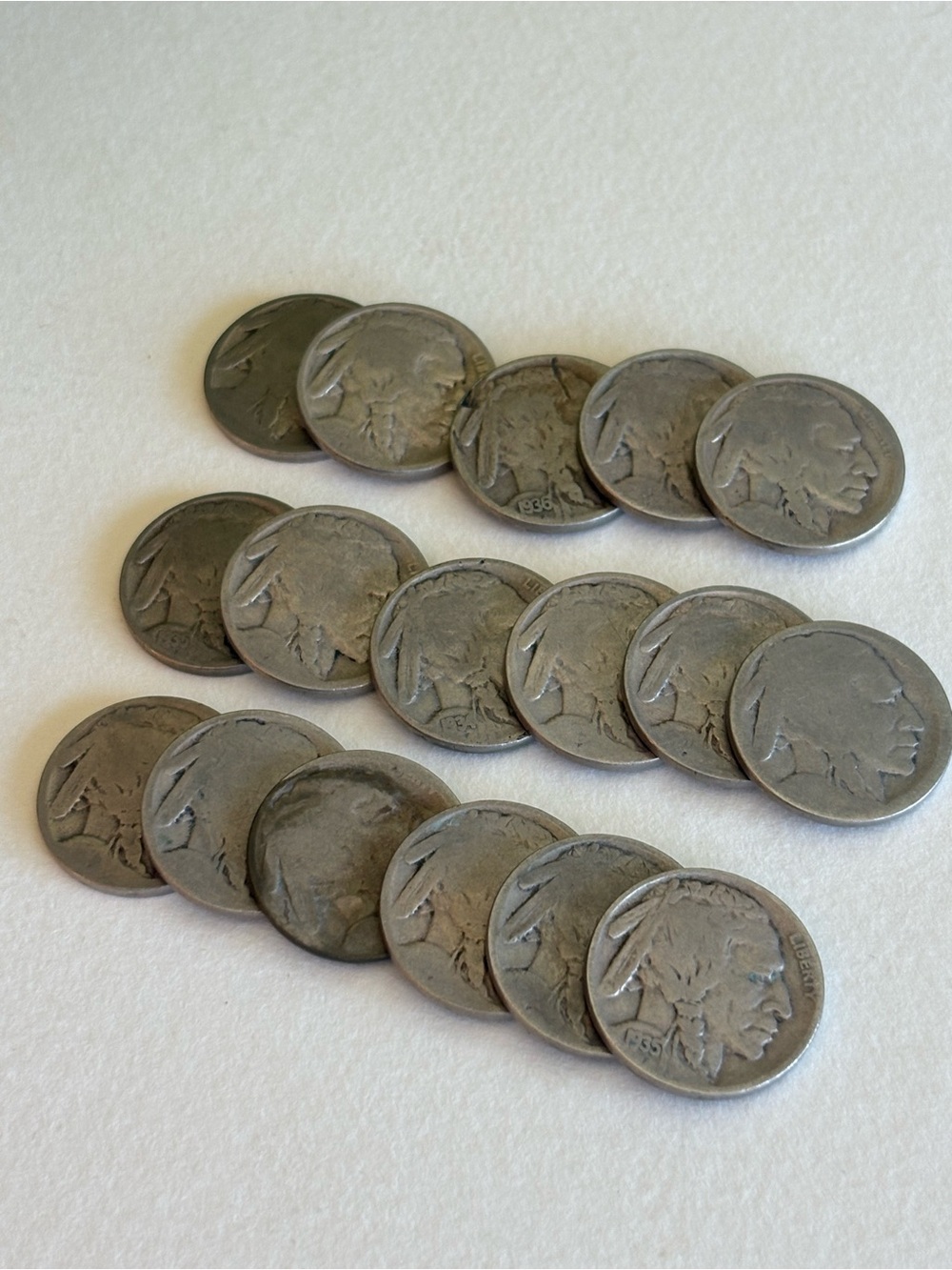 Group of Vintage Buffalo Nickels - Silver-Toned Vintage 17 Coins